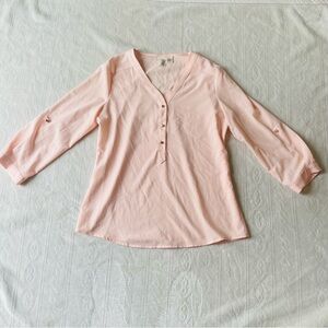 Francesca Birdcage Label Anthropologie Womens Medium Peach Blouse w/ Gold Accent